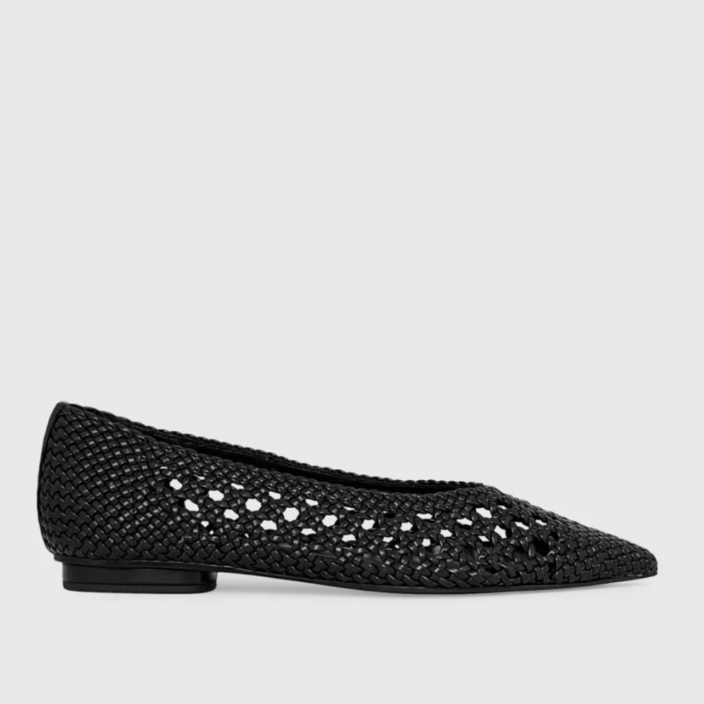 Rebecca Minkoff Black Woven Leather Ballet Flats New!